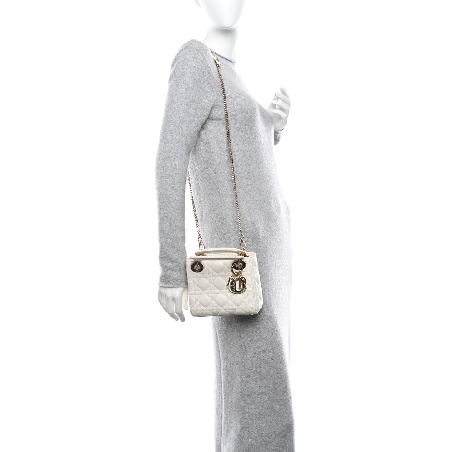 Lambskin Cannage Mini Lady Dior White