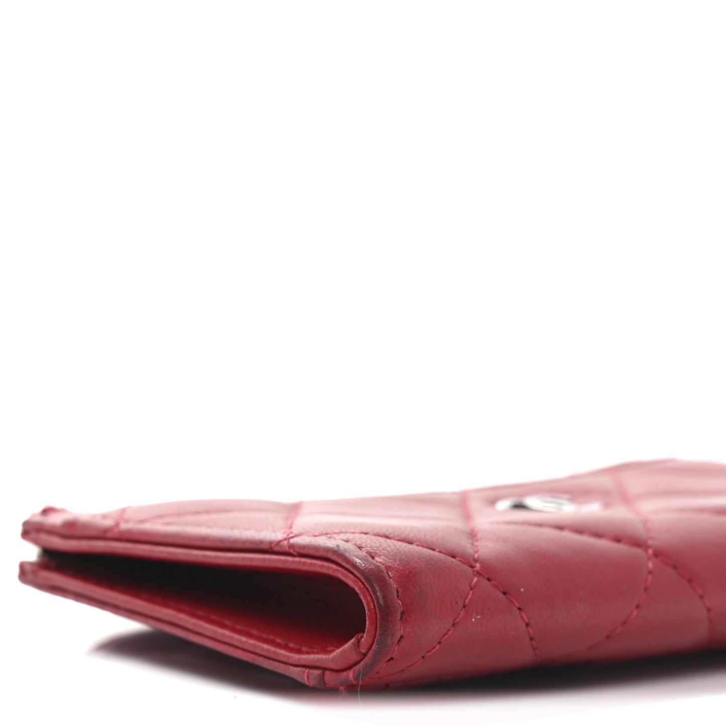Lambskin Quilted CC Zip Around Card Holder Red