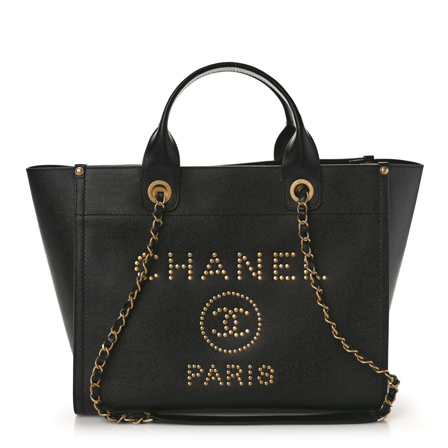 Caviar Small Studded Deauville Tote Black