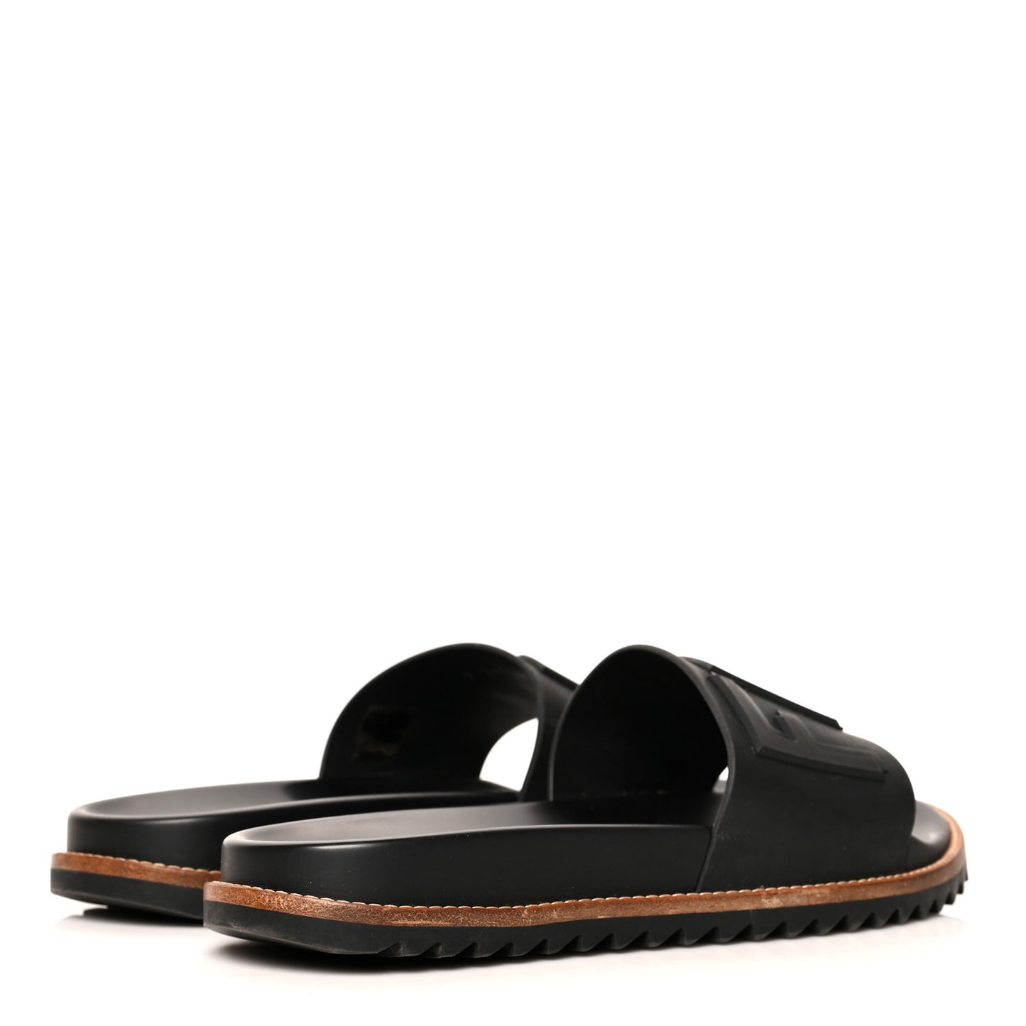 Rubber Vocabulary Logo Slide Sandals 7 Black