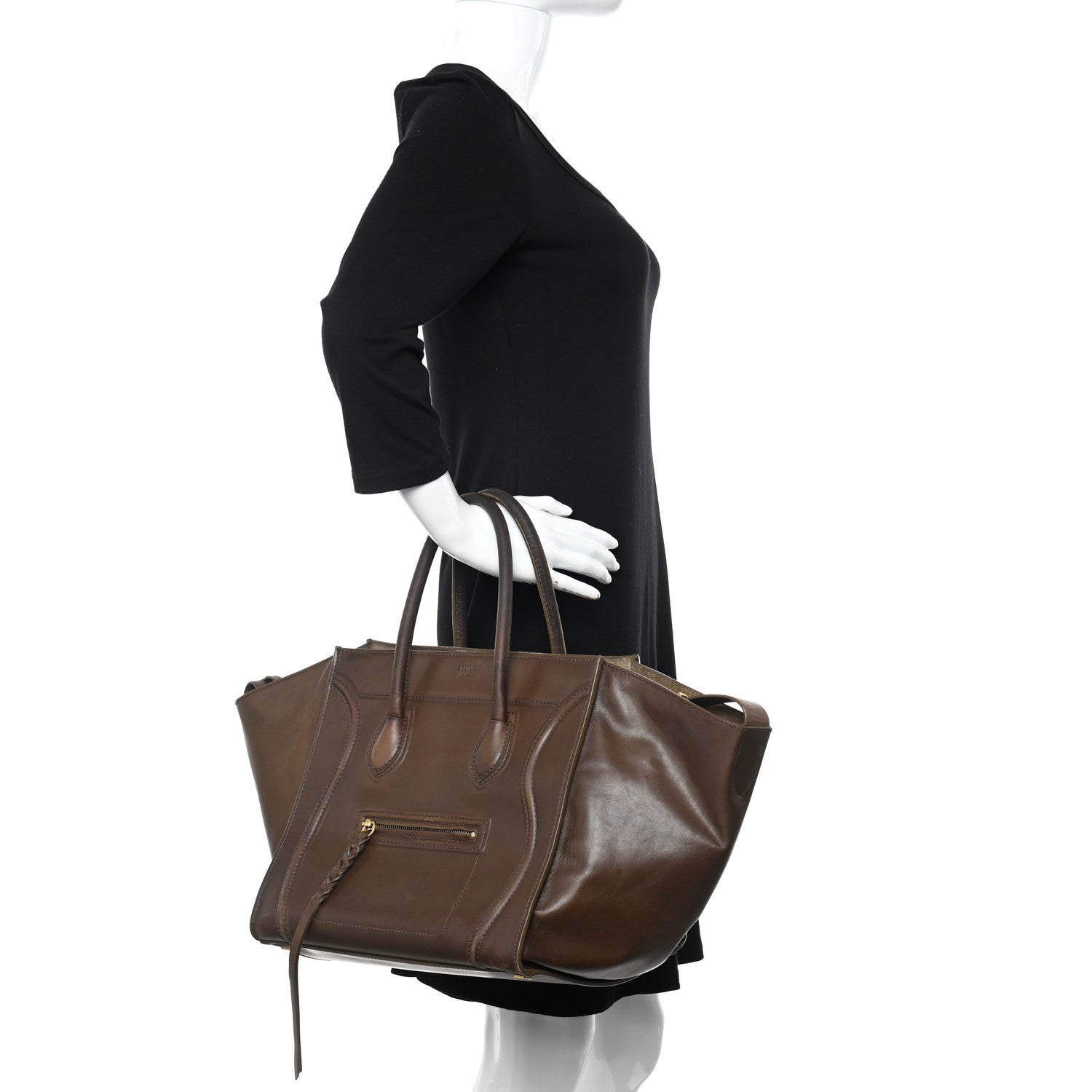 Celine Supple Calfskin Medium Phantom Luggage Taupe 2 of 17