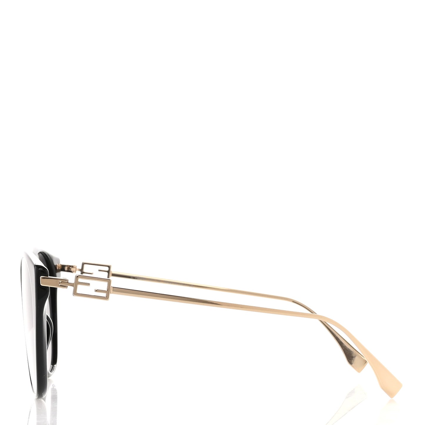 Metal Baguette Cat Eye Sunglasses FE400471 Black