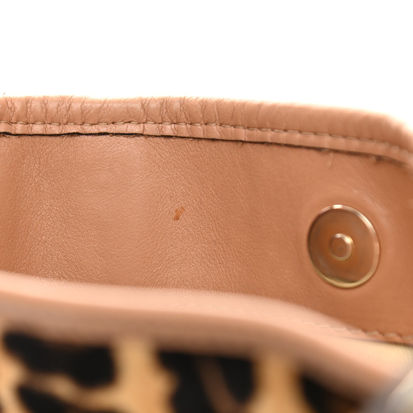 Calf Hair Leopard Print Rockstud Shopper Tote Tan