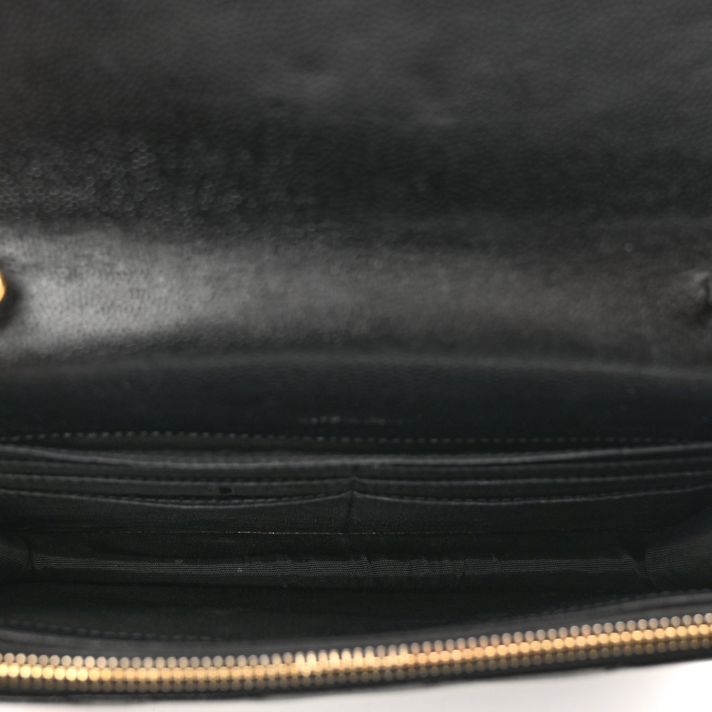 Grain De Poudre Matelasse Chevron Monogram Envelope Chain Wallet Black