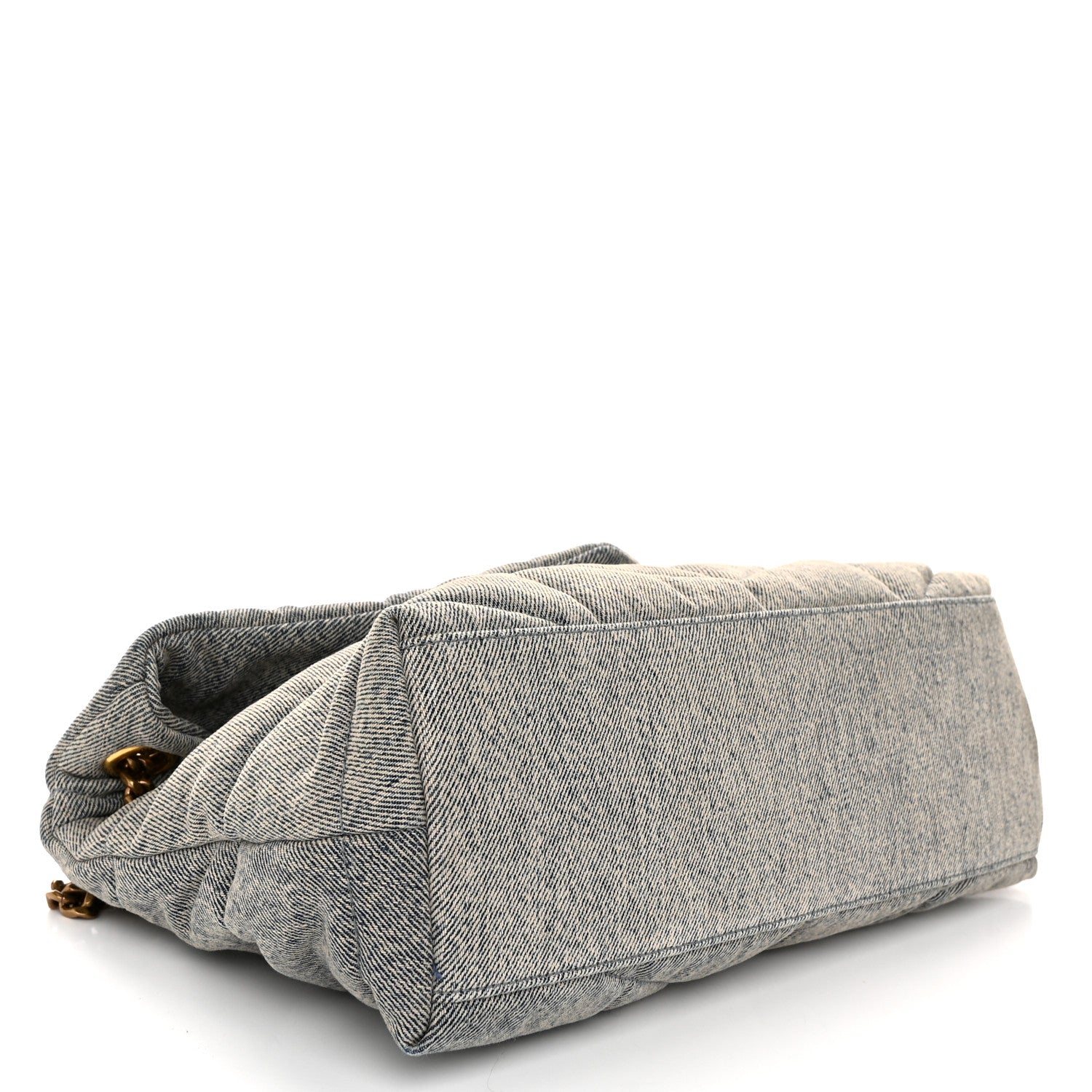 Saint Laurent Denim Quilted Small Loulou Puffer Monogram Chain Satchel Azur 4 of 10