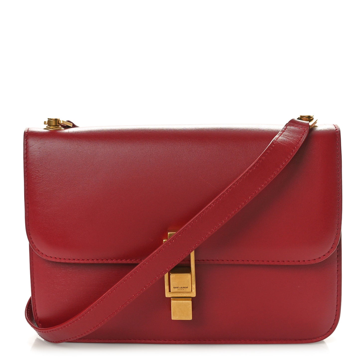 Box Calfskin Le Carre Satchel Opyum Red