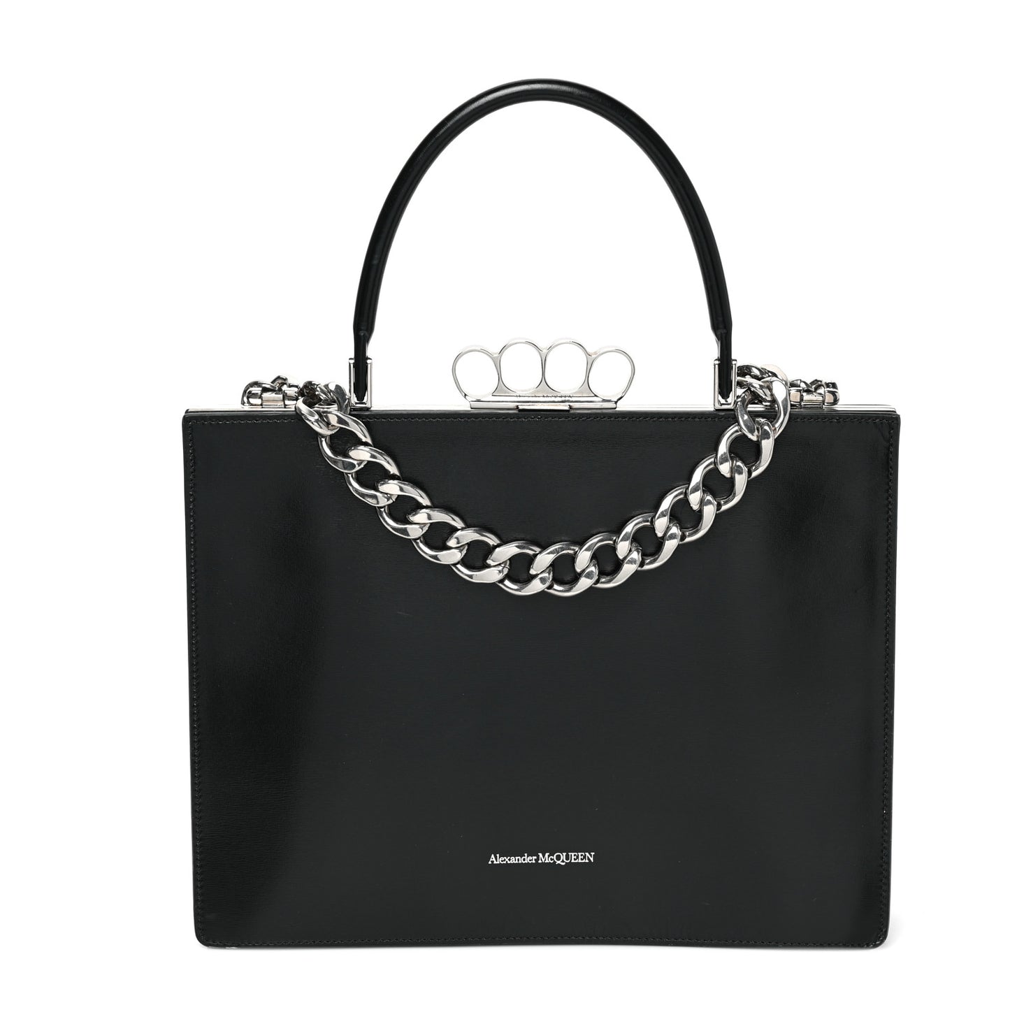 Calfskin Four Ring Shoulder Bag Black