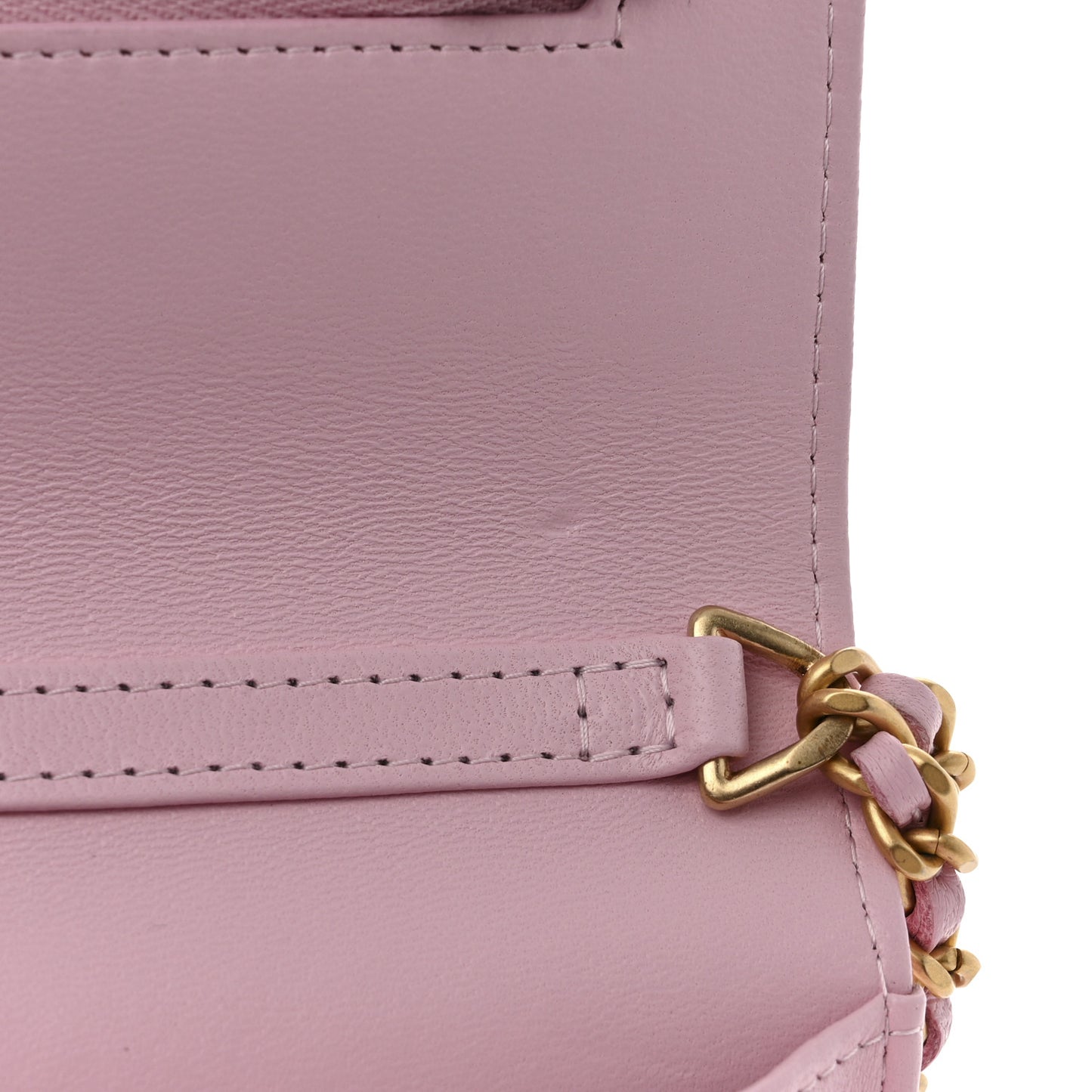 Lambskin Quilted Logo WOC Wallet On Chain Pink