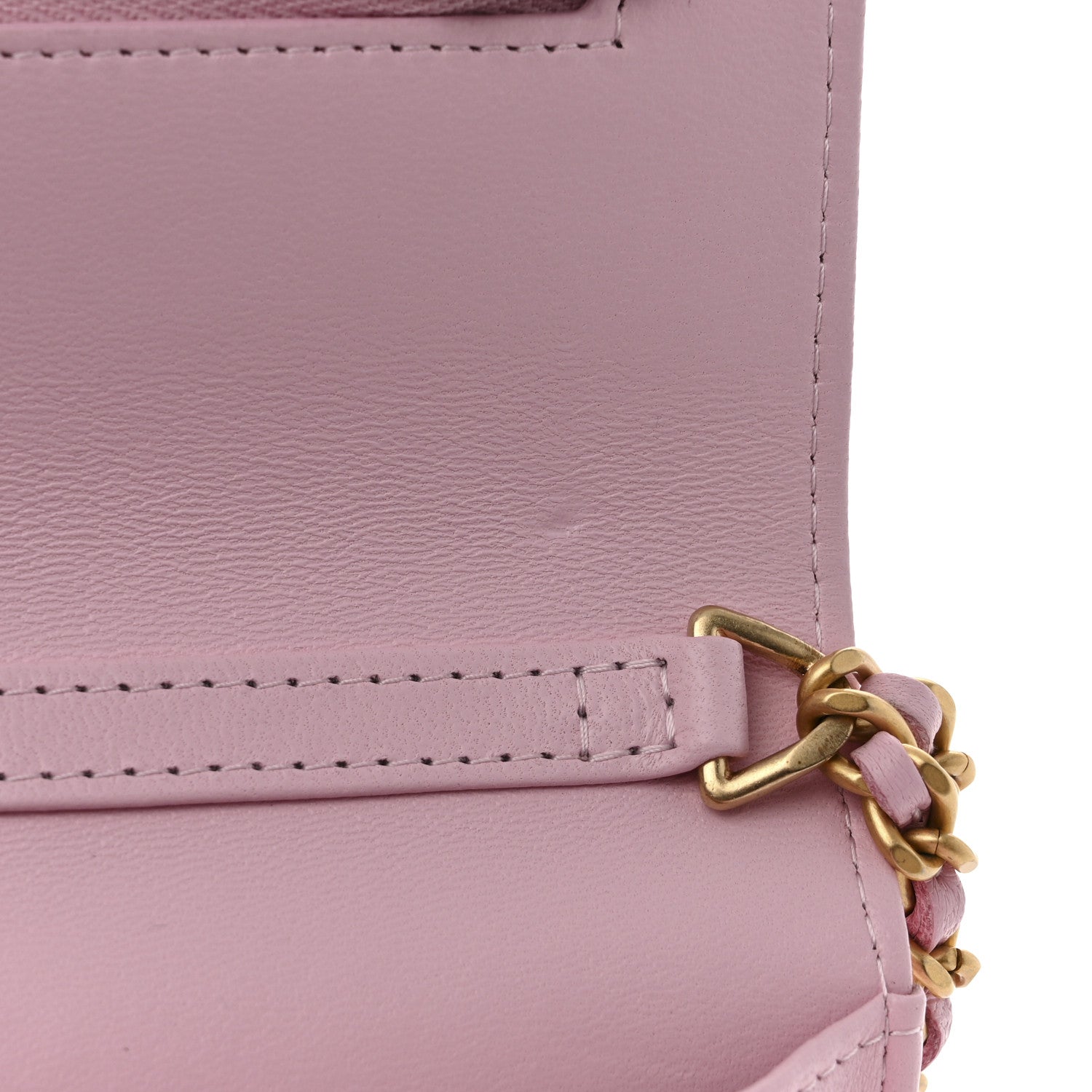 Chanel Lambskin Quilted Logo WOC Wallet On Chain Pink 12 of 17