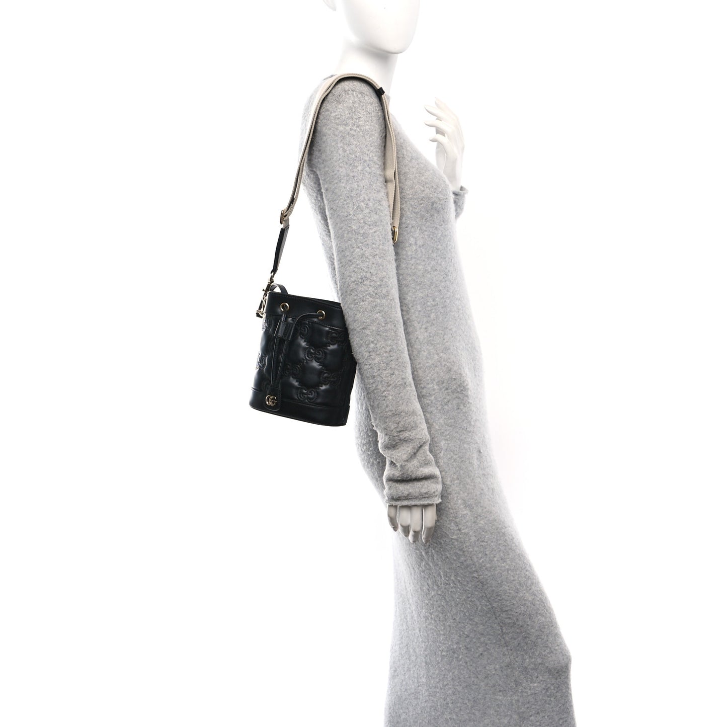 Calfskin GG Matelasse Bucket Bag Black