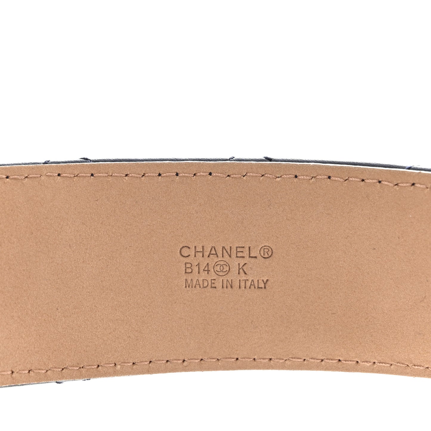 Lambskin Quilted CC Belt 85 34 Navy Blue