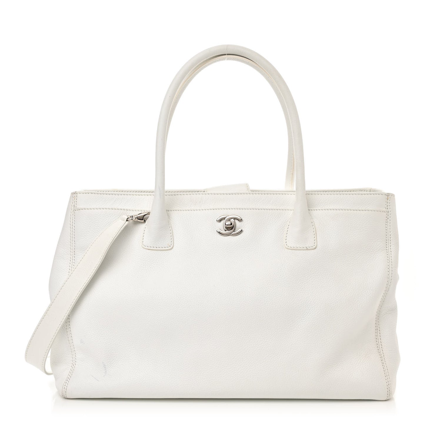 Calfskin Cerf Executive Shopper Tote White