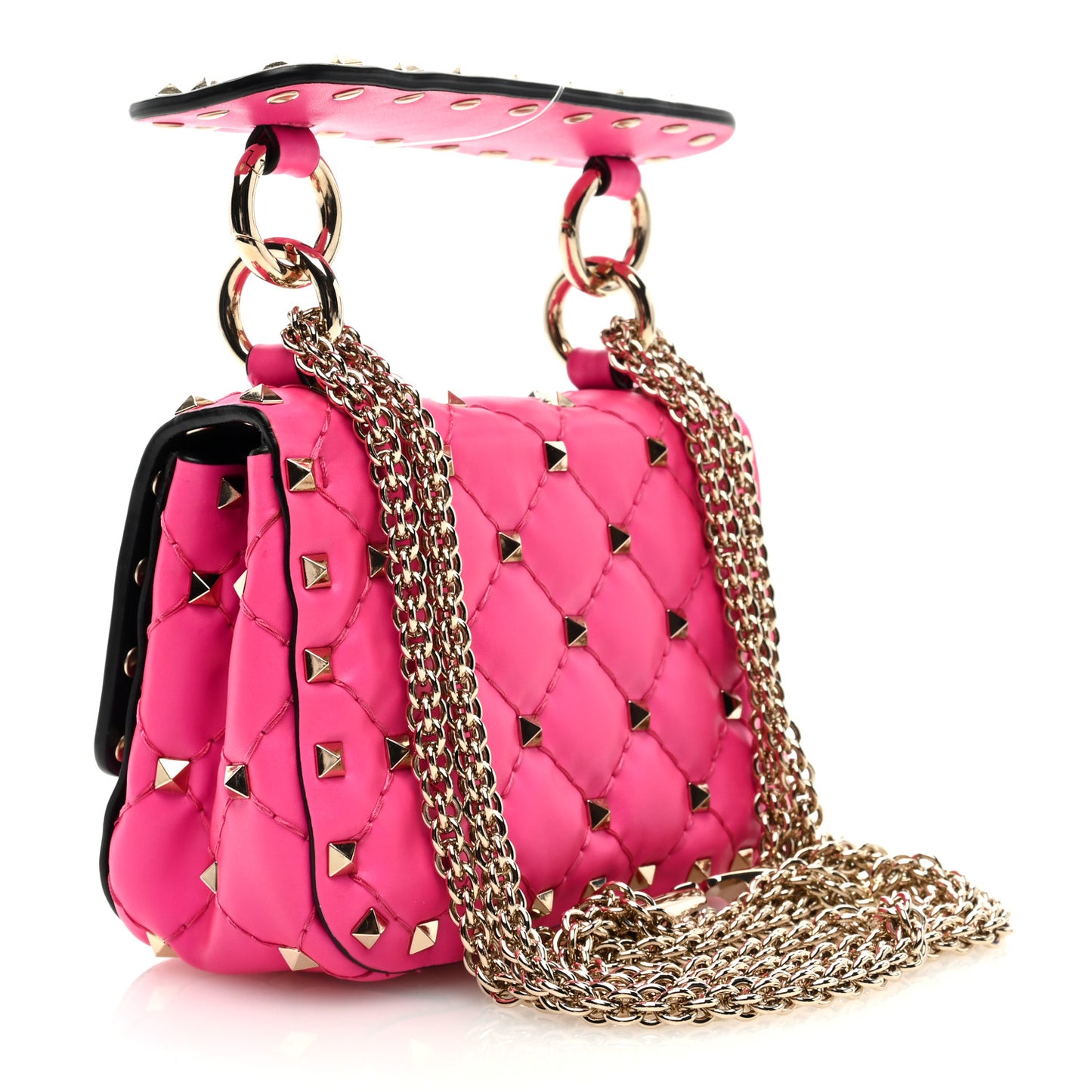 Calfskin Micro Rockstud Spike Shoulder Bag Azalea