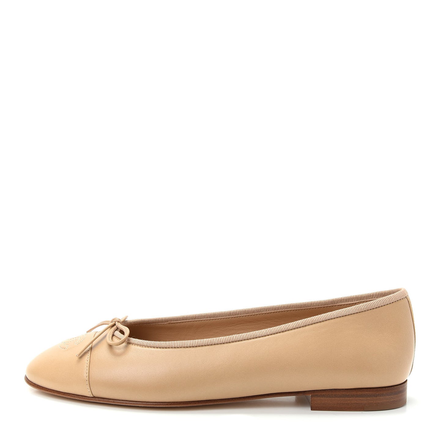Lambskin CC Cap Toe Ballerina Flats 40.5 Beige