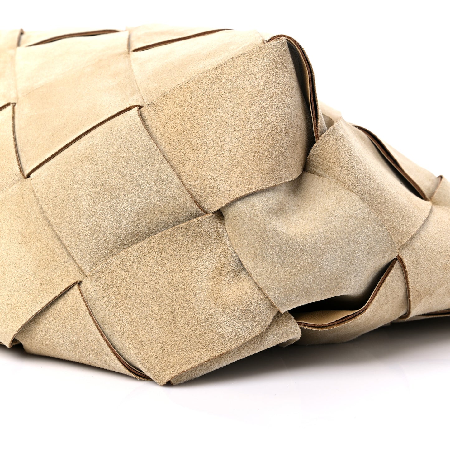 Suede Woven Basket Bag Beige