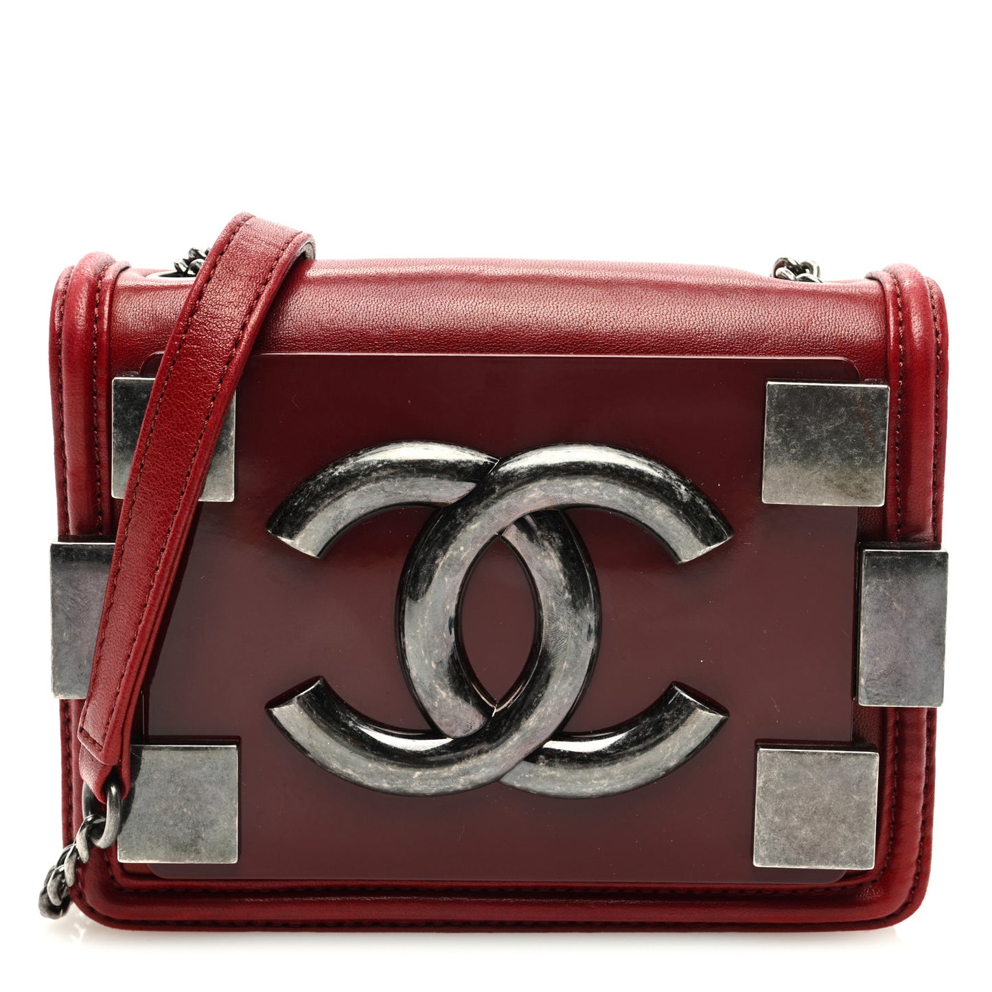Lambskin Plexiglass Boy Brick Burgundy