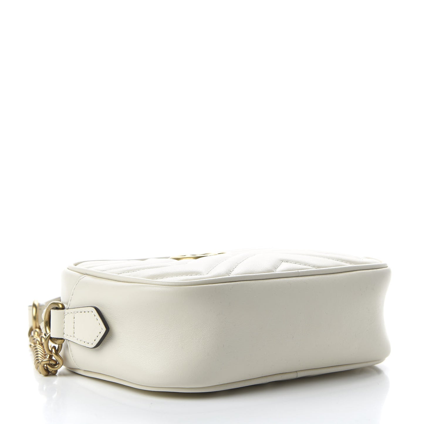 Calfskin Matelasse Mini GG Marmont Chain Shoulder Bag White