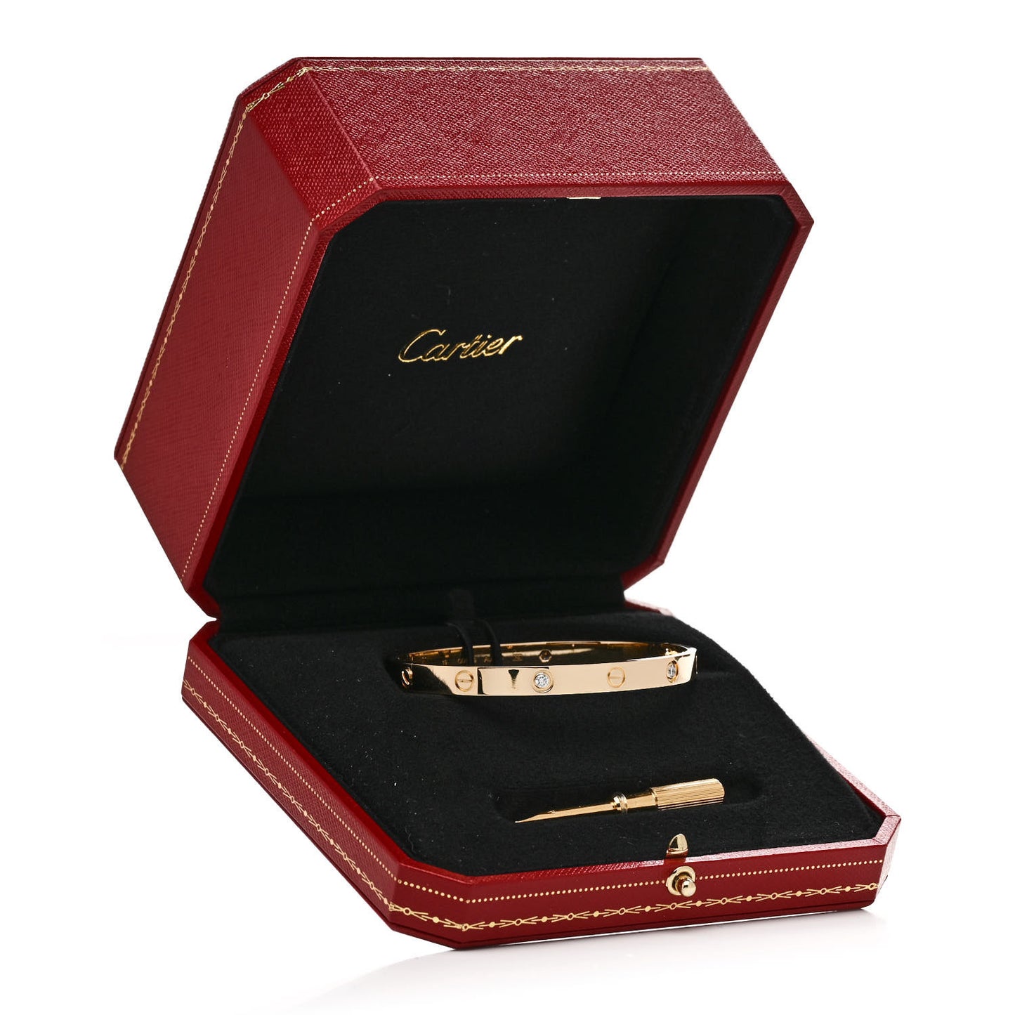 18K Yellow Gold 4 Diamond LOVE Bracelet 19