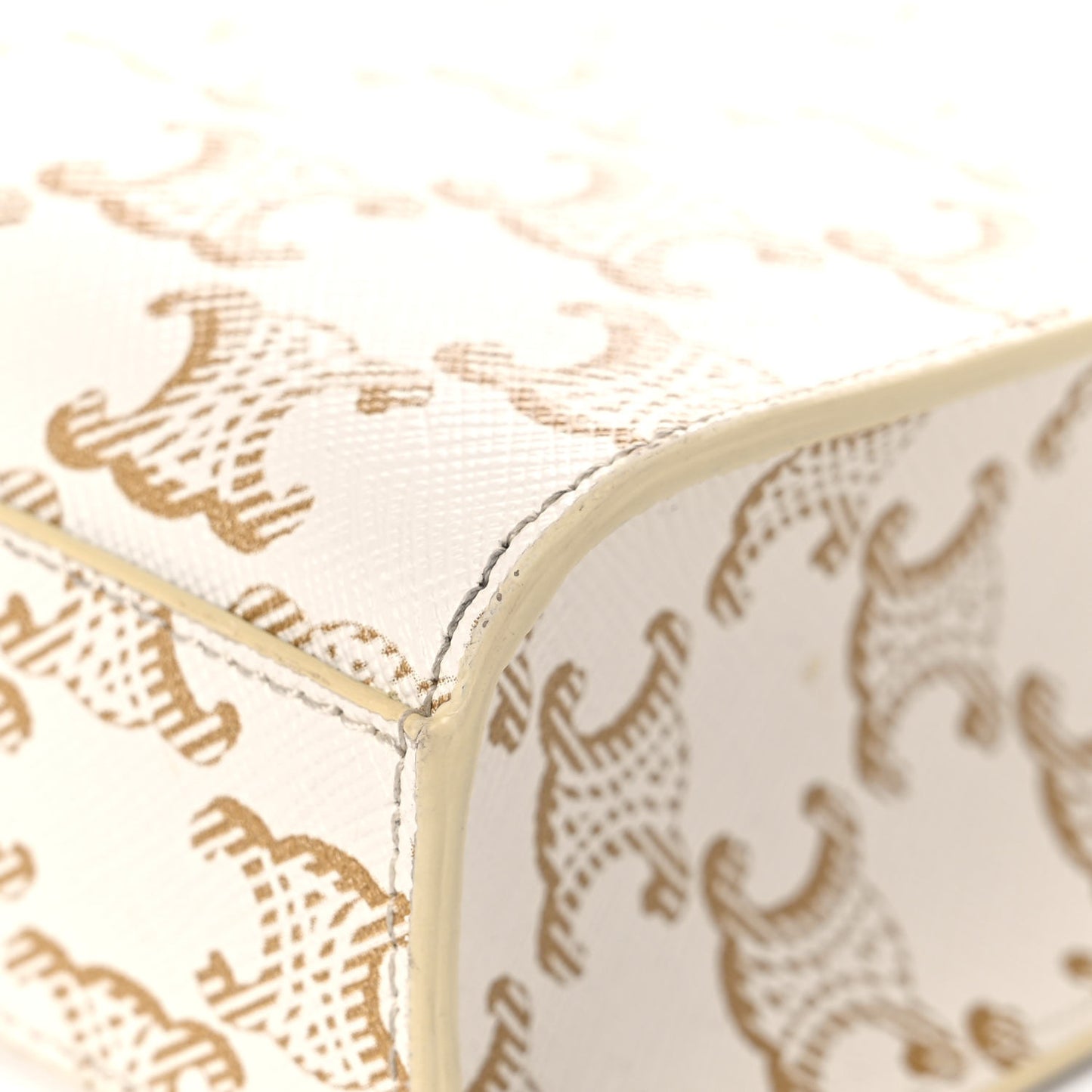 Triomphe Canvas Calfskin Mini Vertical Cabas White