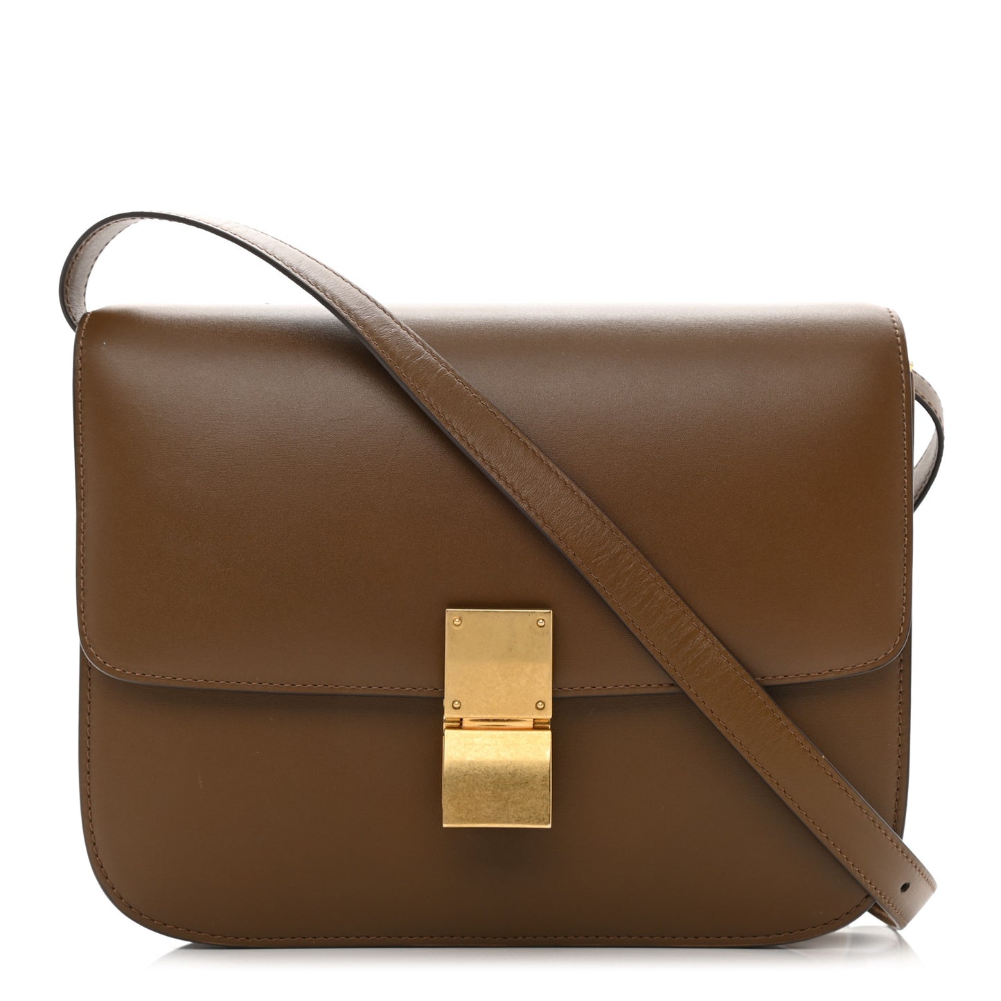 Box Calfskin Medium Classic Box Flap Bag Camel
