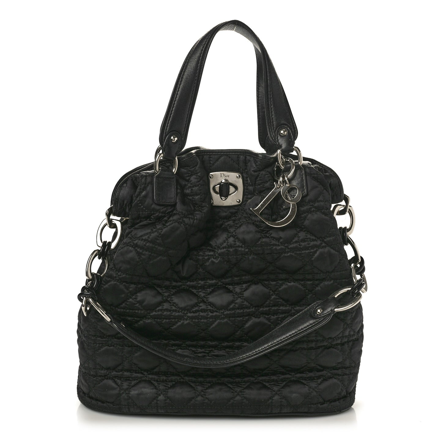 Nylon Cannage Charming Lock Tote Black