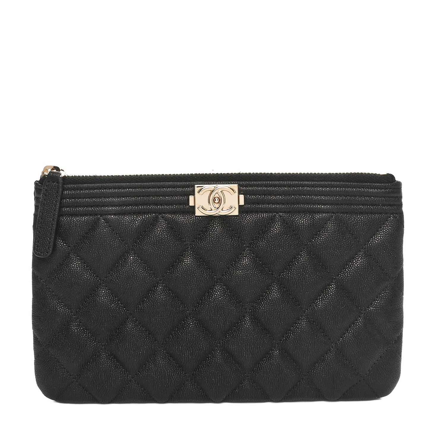 Caviar Quilted Small Boy Cosmetic Case Black