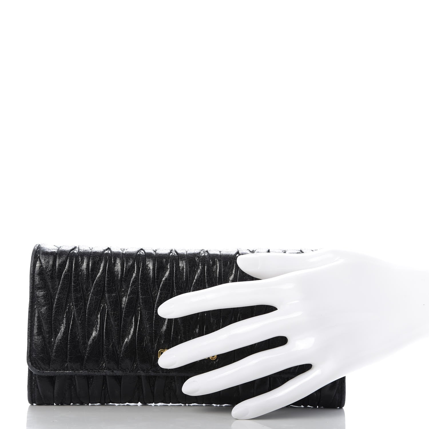 Miu Miu Nappa Matelasse Flap Wallet Black 2 of 10