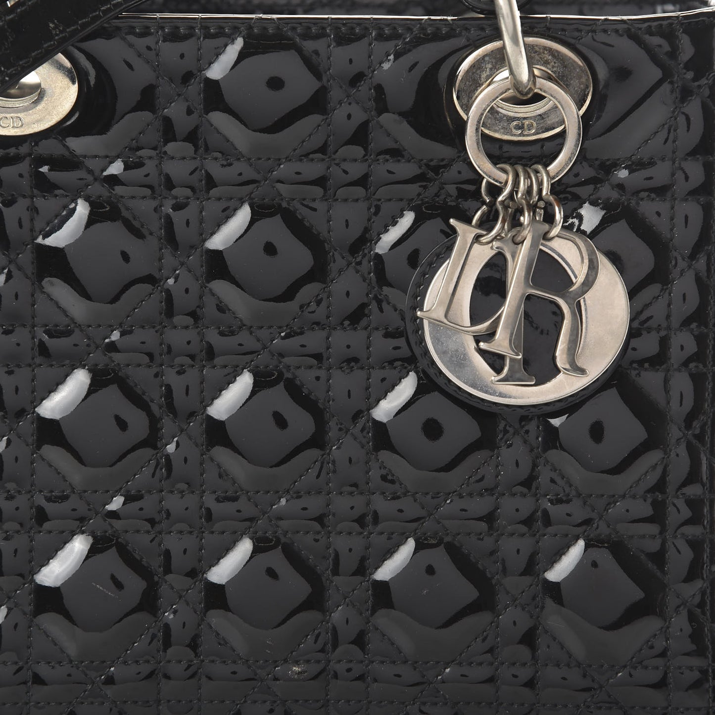 Patent Cannage Medium Lady Dior Black