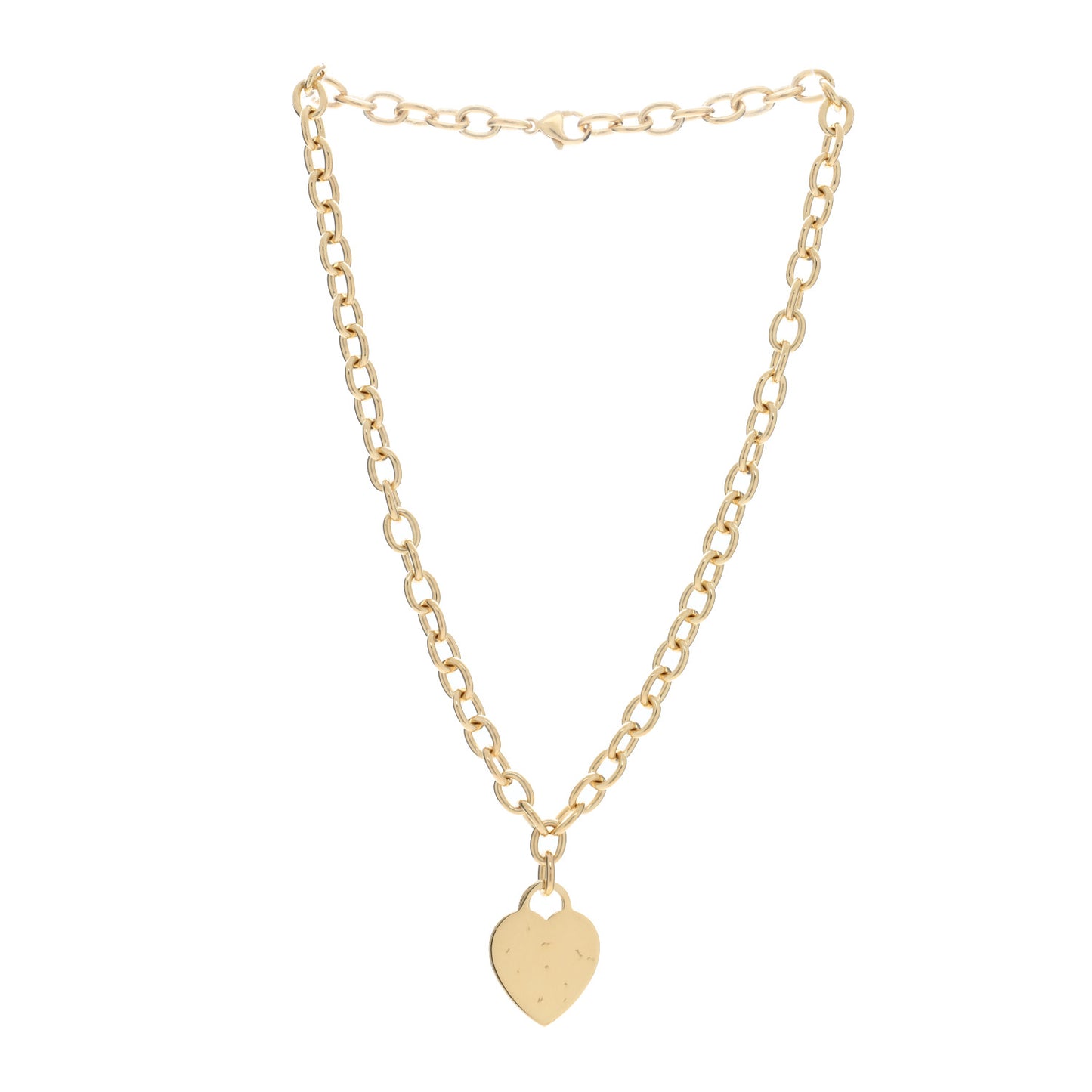 18K Yellow Gold Heart Tag Necklace