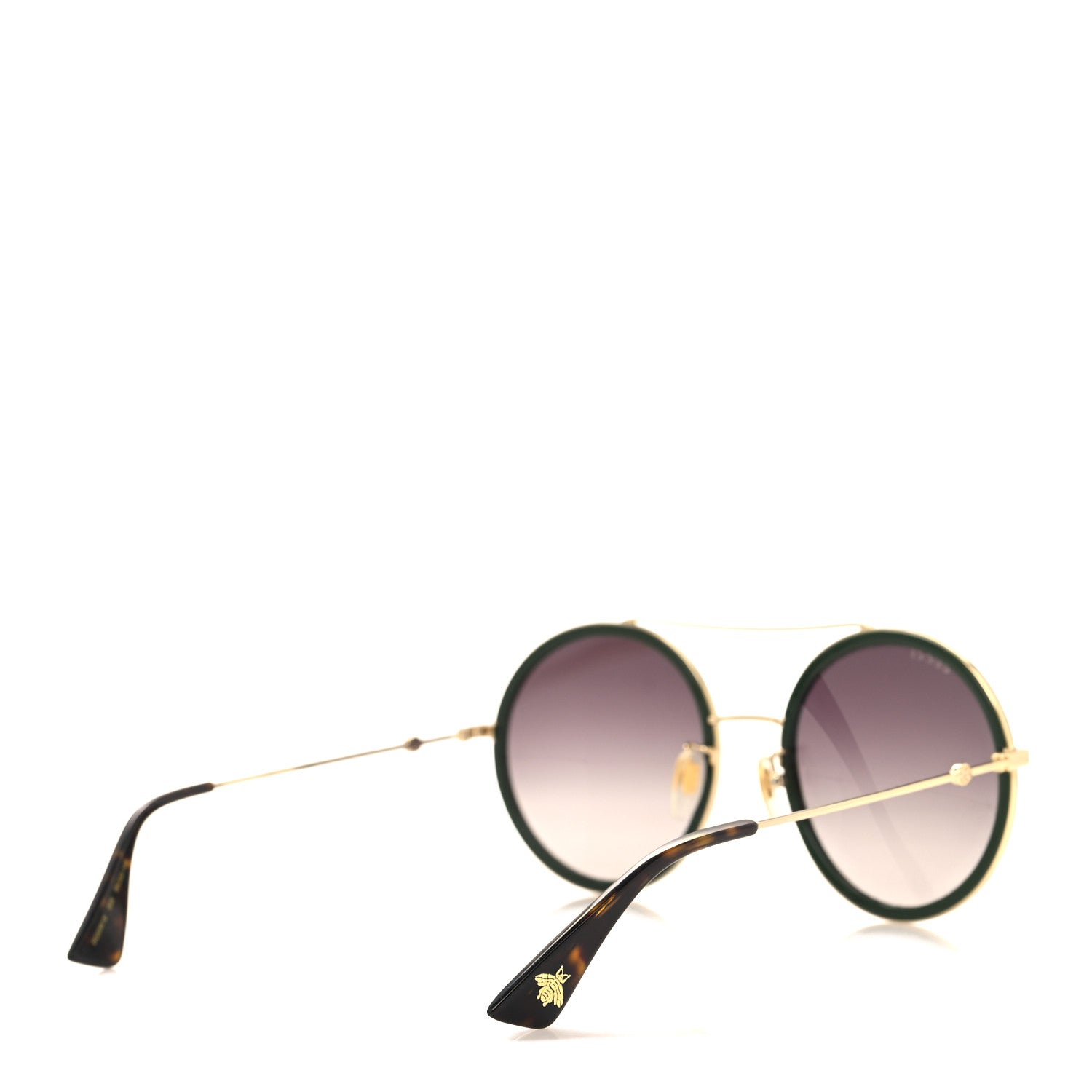 Gucci Metal Round Frame Sunglasses GG0061S Green Red 4 of 9