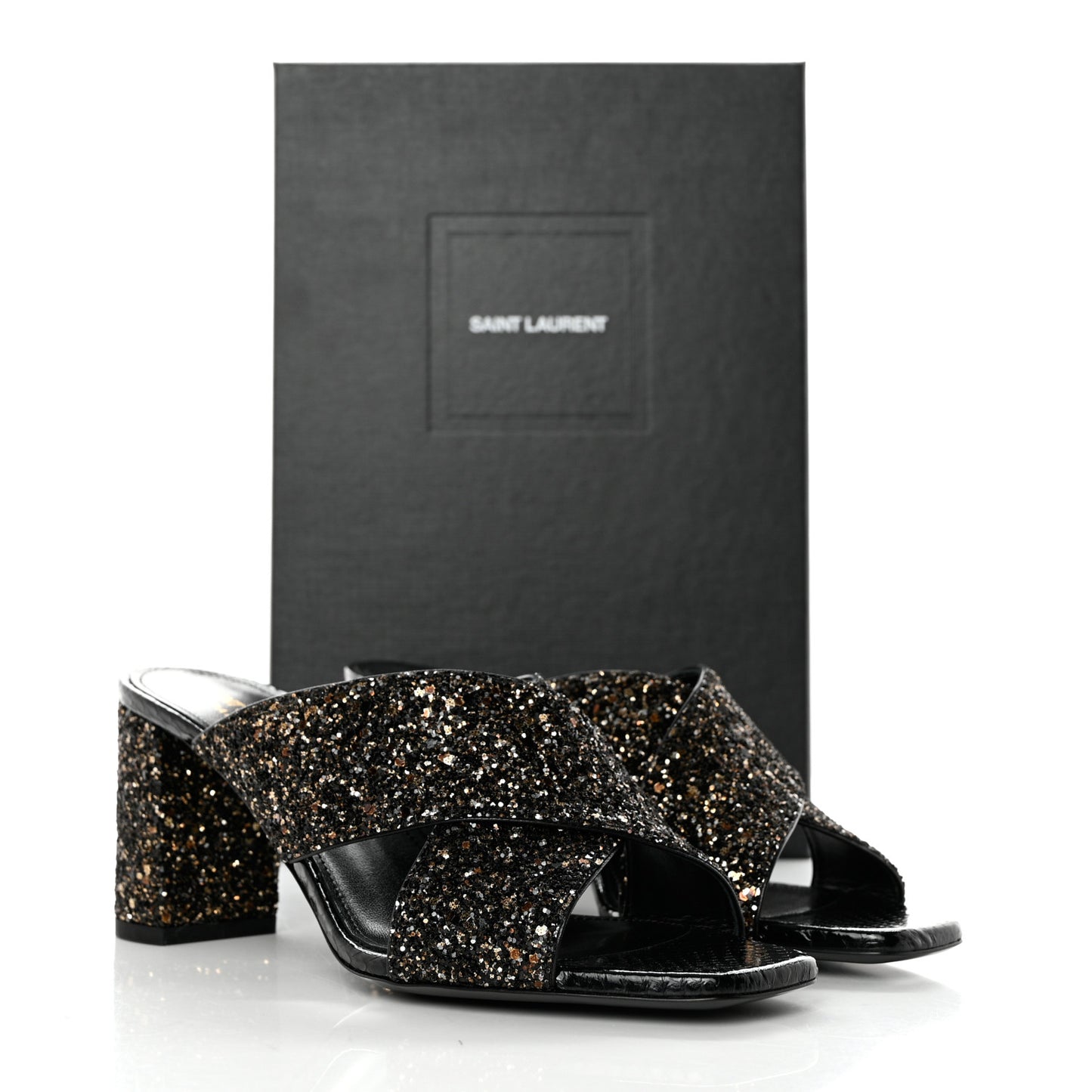 Glitter LouLou 70 Mule Sandals 38 Black Gold