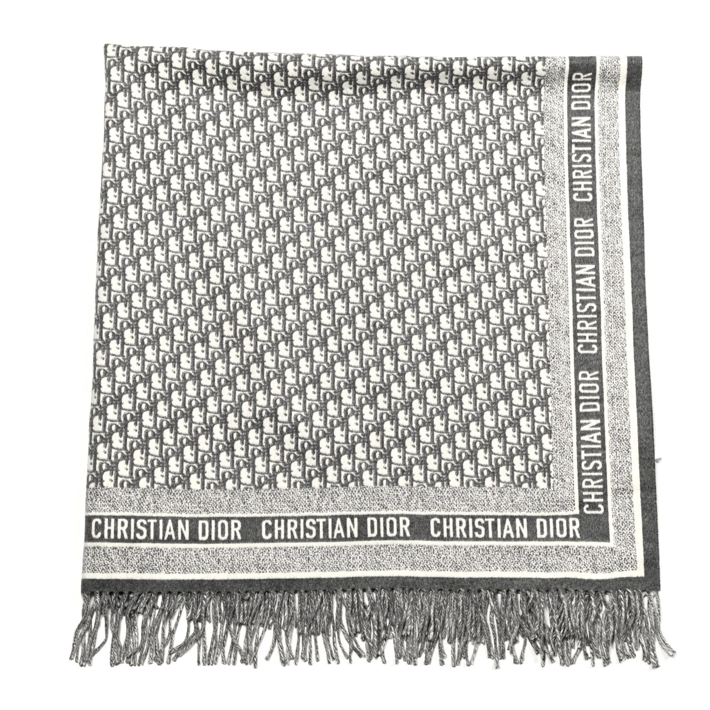 Wool Angora Oblique Throw Blanket Grey
