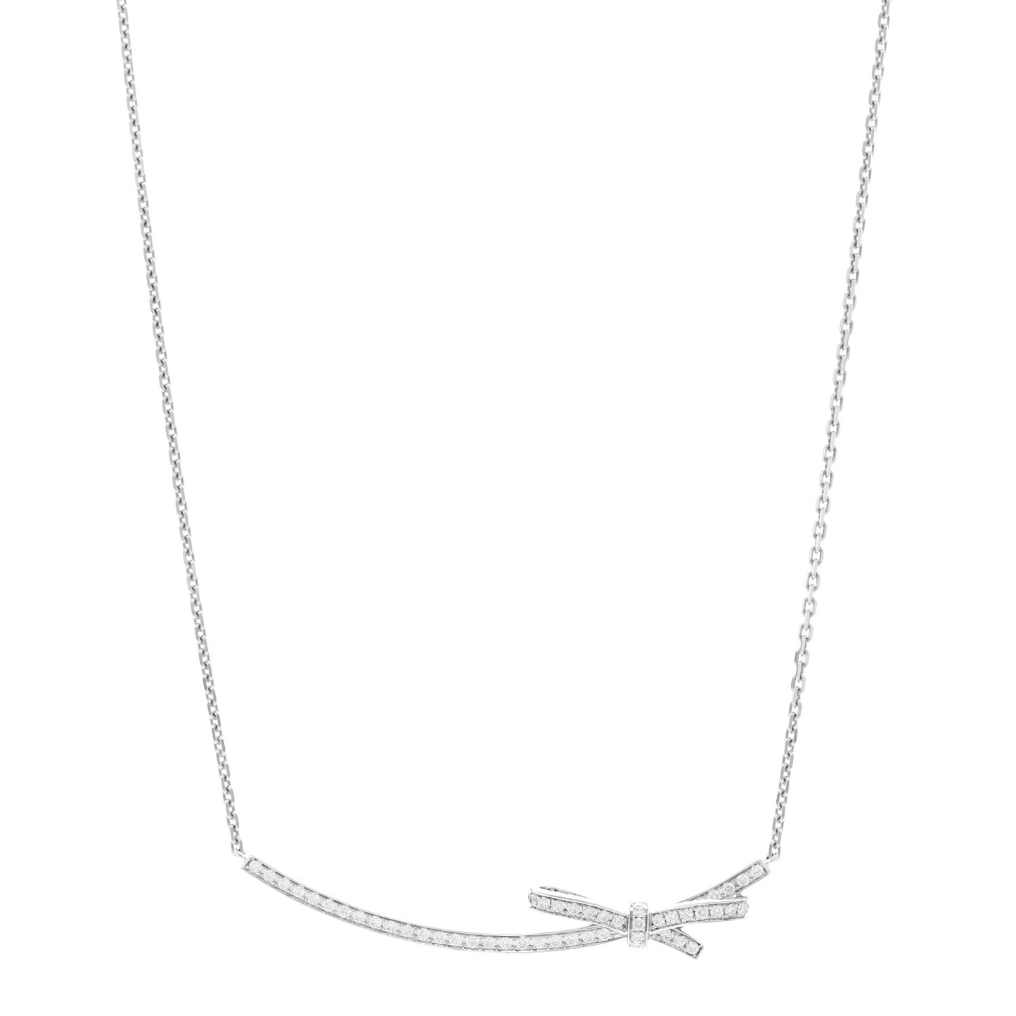 18K White Gold Diamond Ruban Necklace