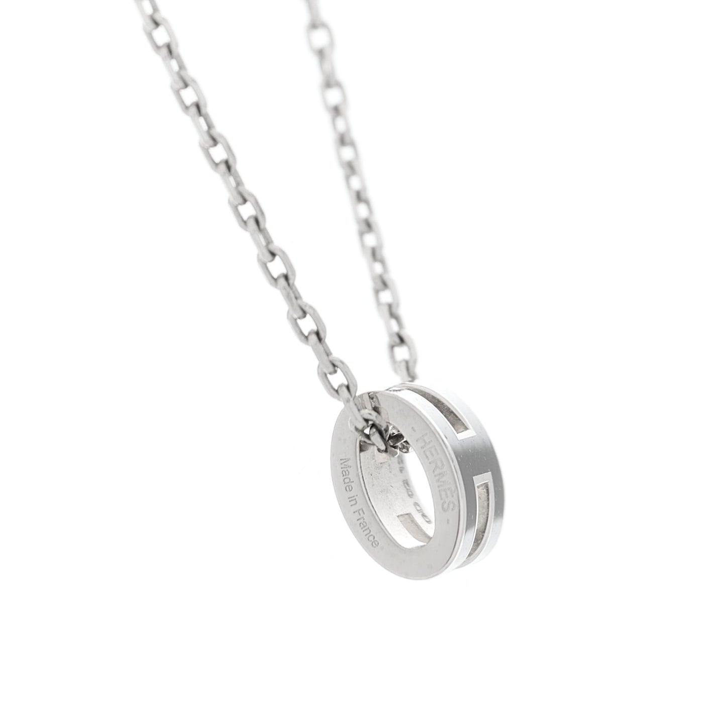 Lacquered Palladium Mini Pop H Pendant Necklace Black