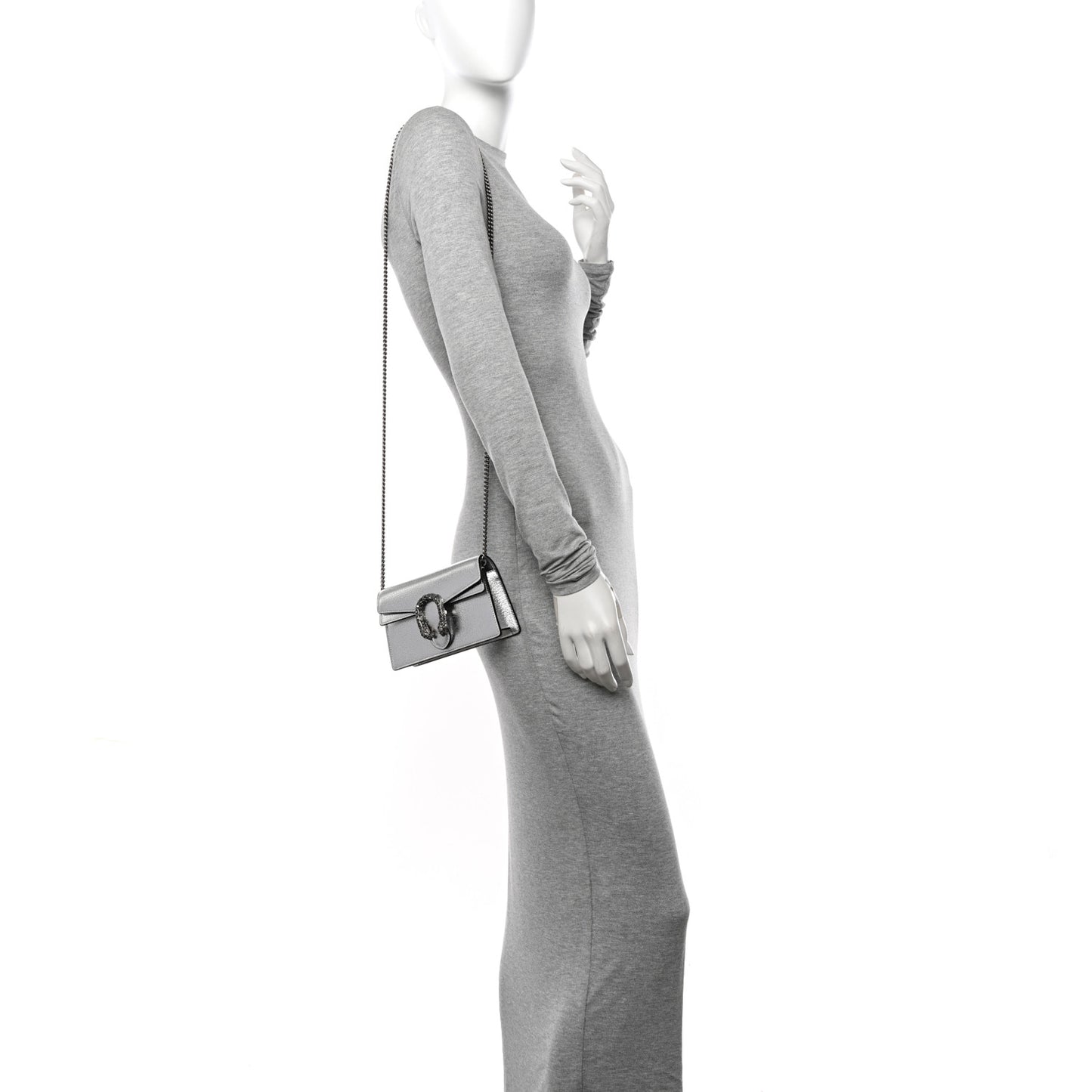 Metallic Calfskin Super Mini Dionysus Shoulder Bag Silver