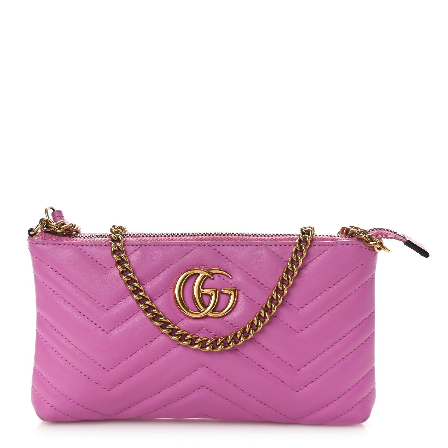 Calfskin Matelasse Mini GG Marmont Chain Bag Candy Mousse