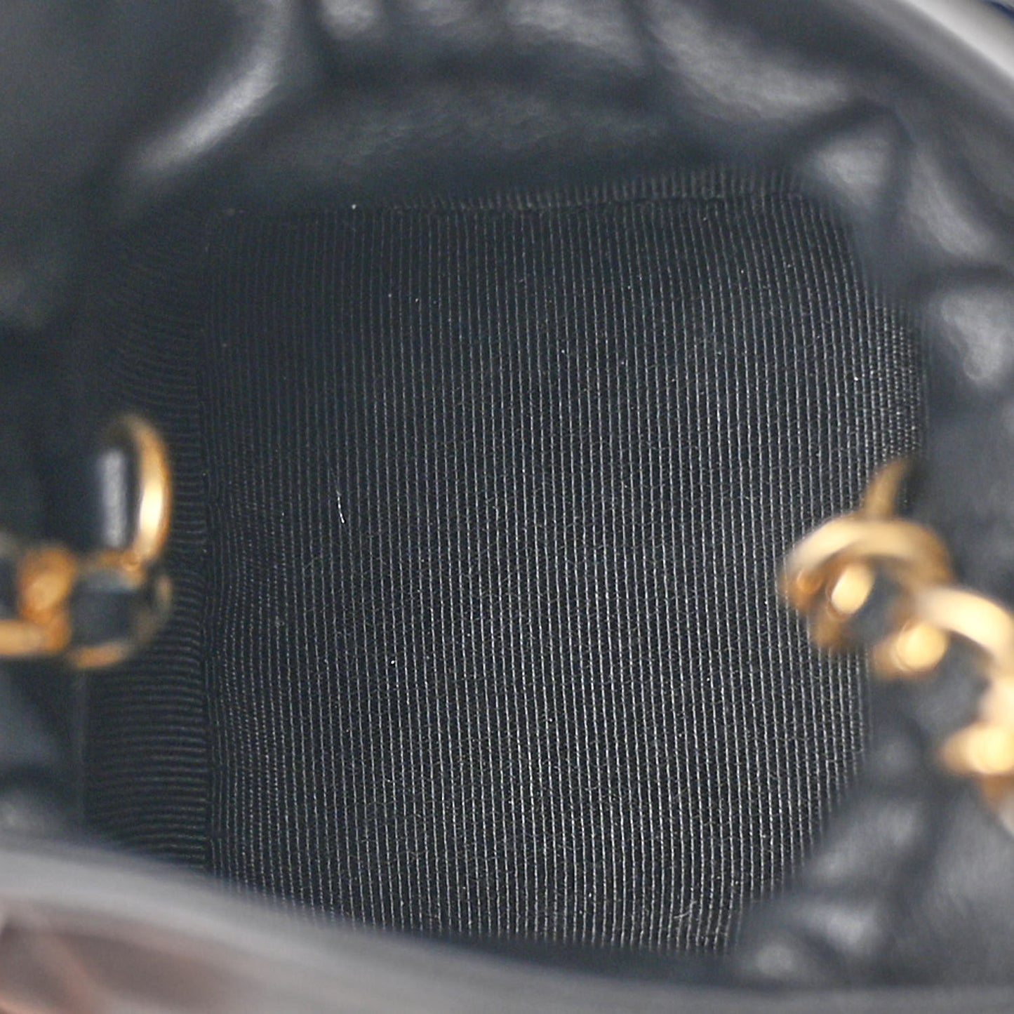 Calfskin Quilted Mini Drawstring Bucket Bag Black