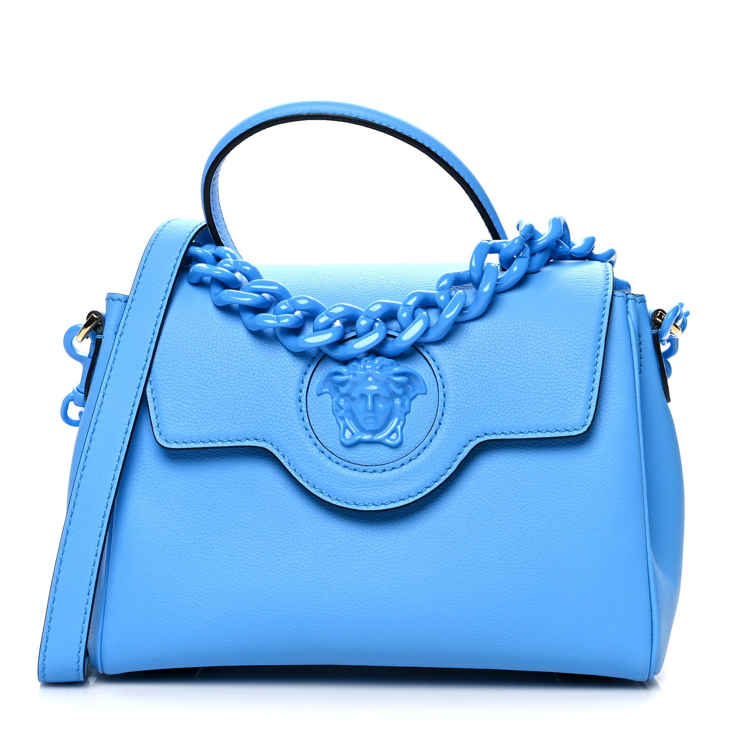 Calfskin Medium La Medusa Top Handle Handbag Blue