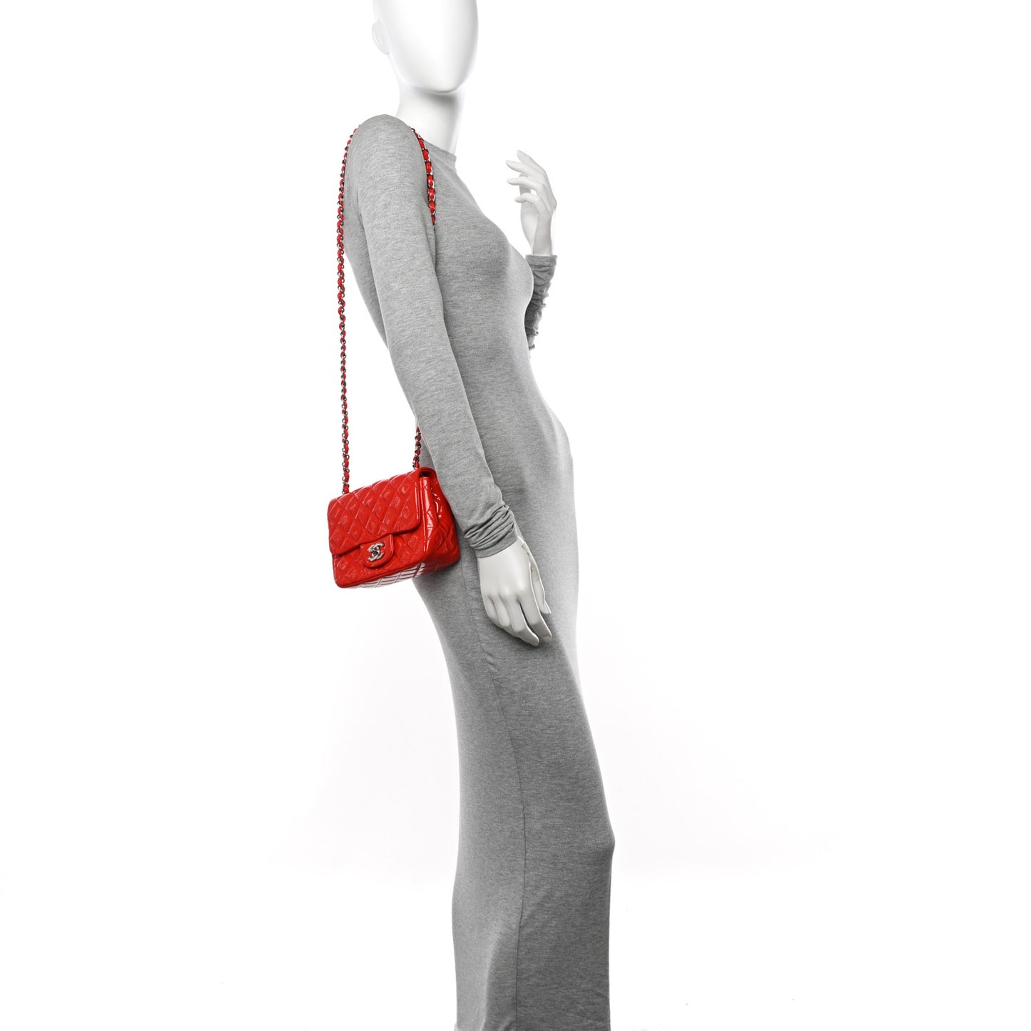 Patent Quilted Mini Square Flap Red