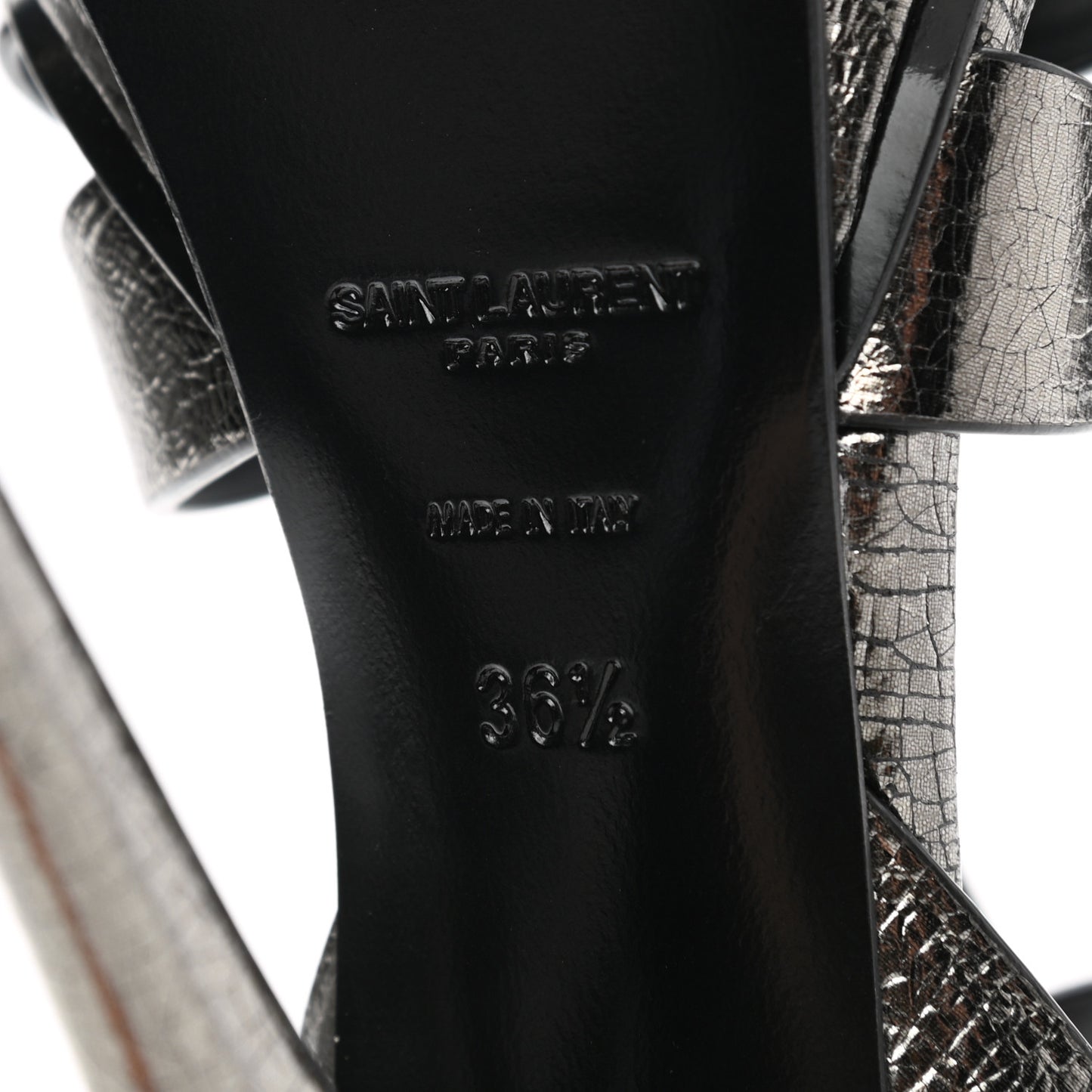 Metallic Calfskin Tribute 105 Platform Sandals 36.5 black