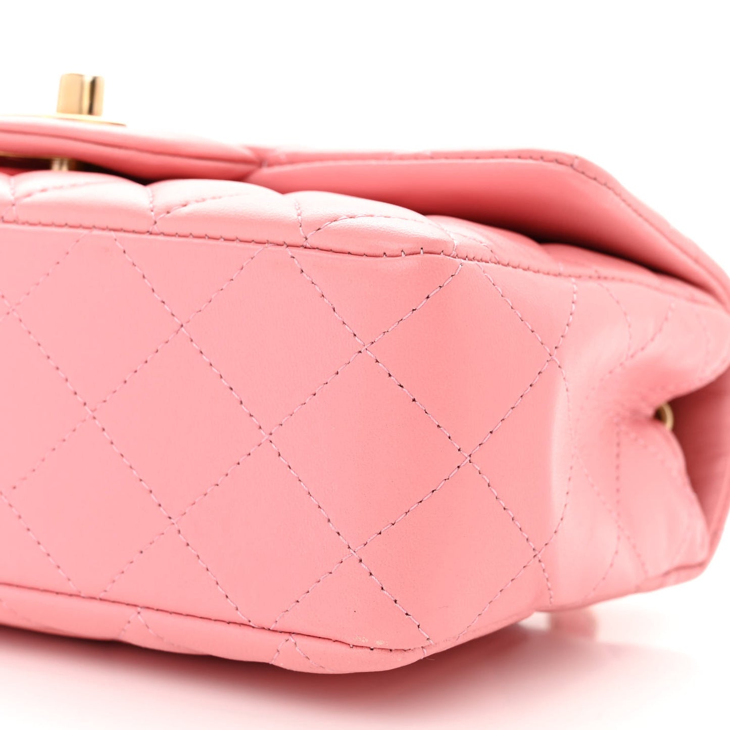 Lambskin Quilted Mini Rectangular Flap Pink