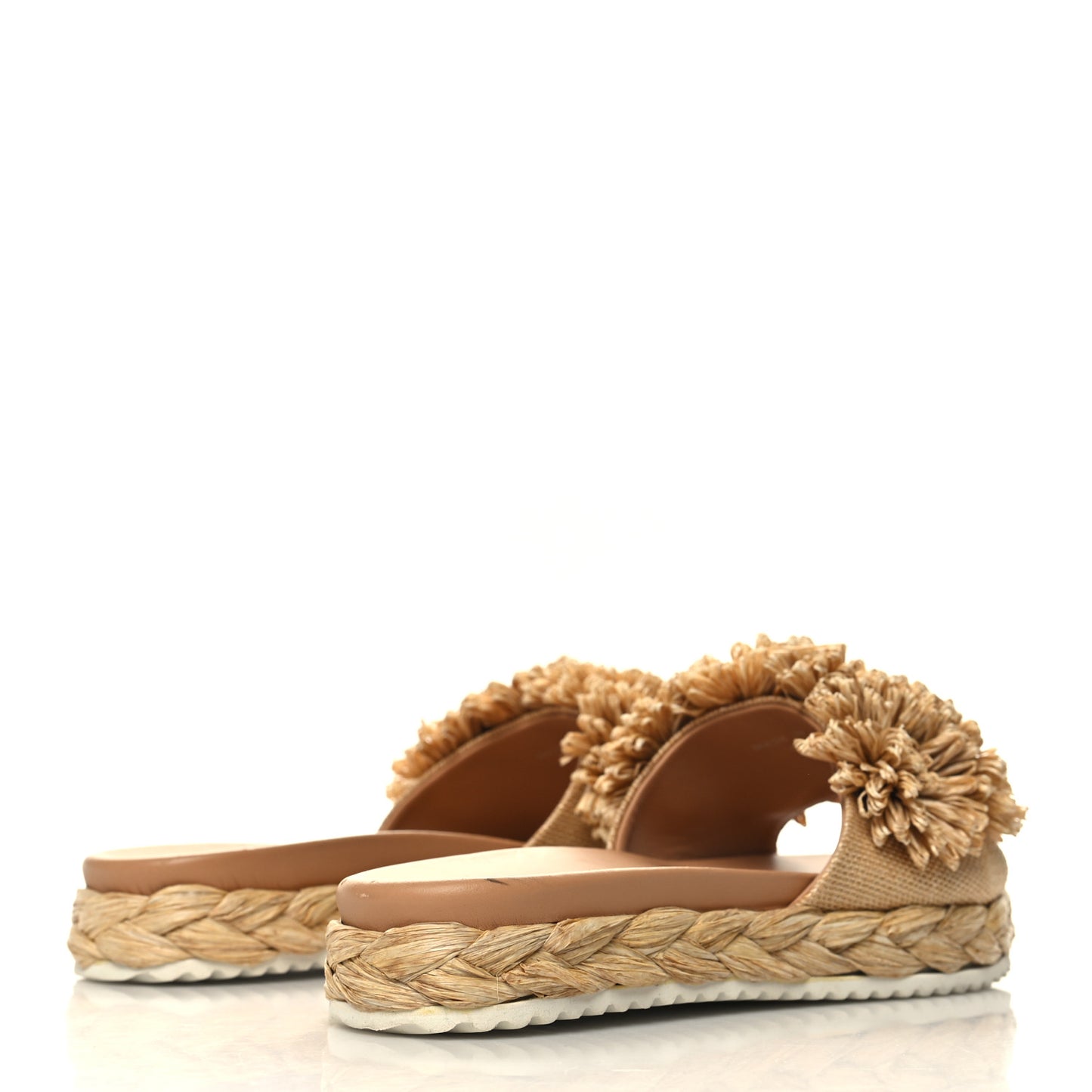 Raffia Slide Sandals 37 Naturale
