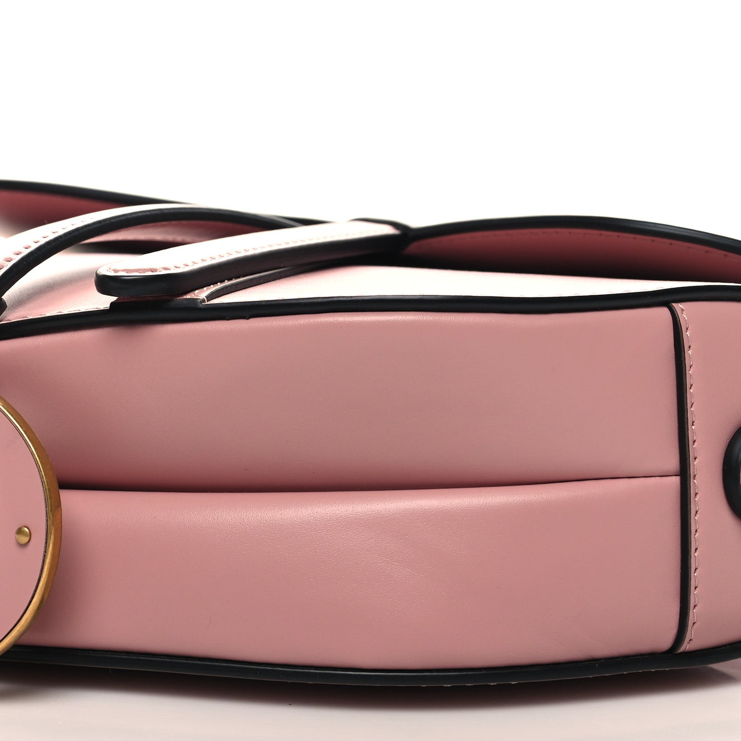 Smooth Calfskin Saddle Bag With Strap Antique Pink