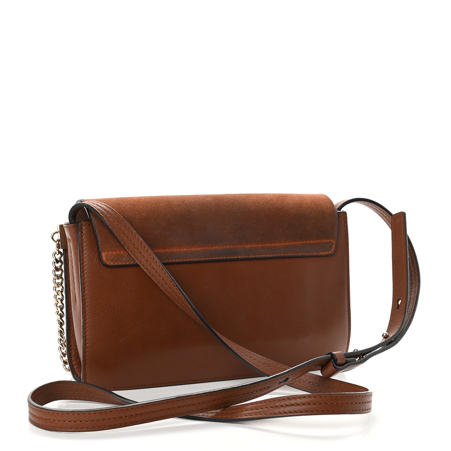 Suede Calfskin Small Faye Shoulder Bag Tobacco