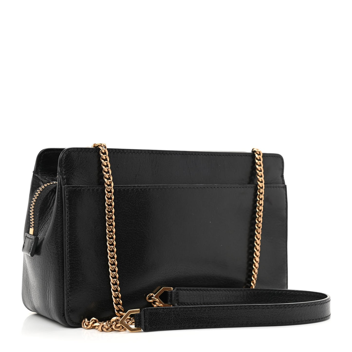 Goatskin Diamond Quilted Pocket Crossbody Black
