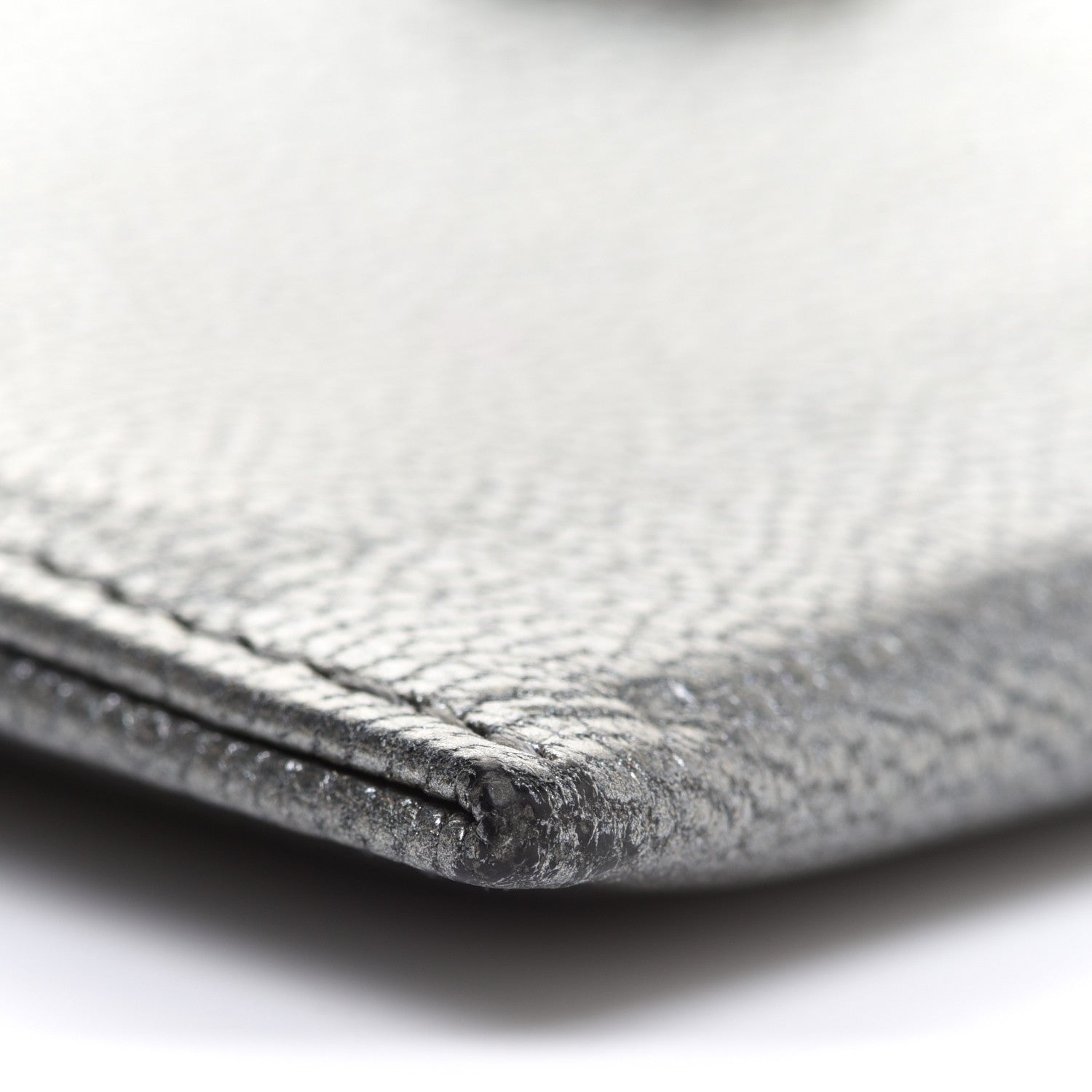 Chanel Metallic Goatskin CC Button Card Holder Silver 5 of 14