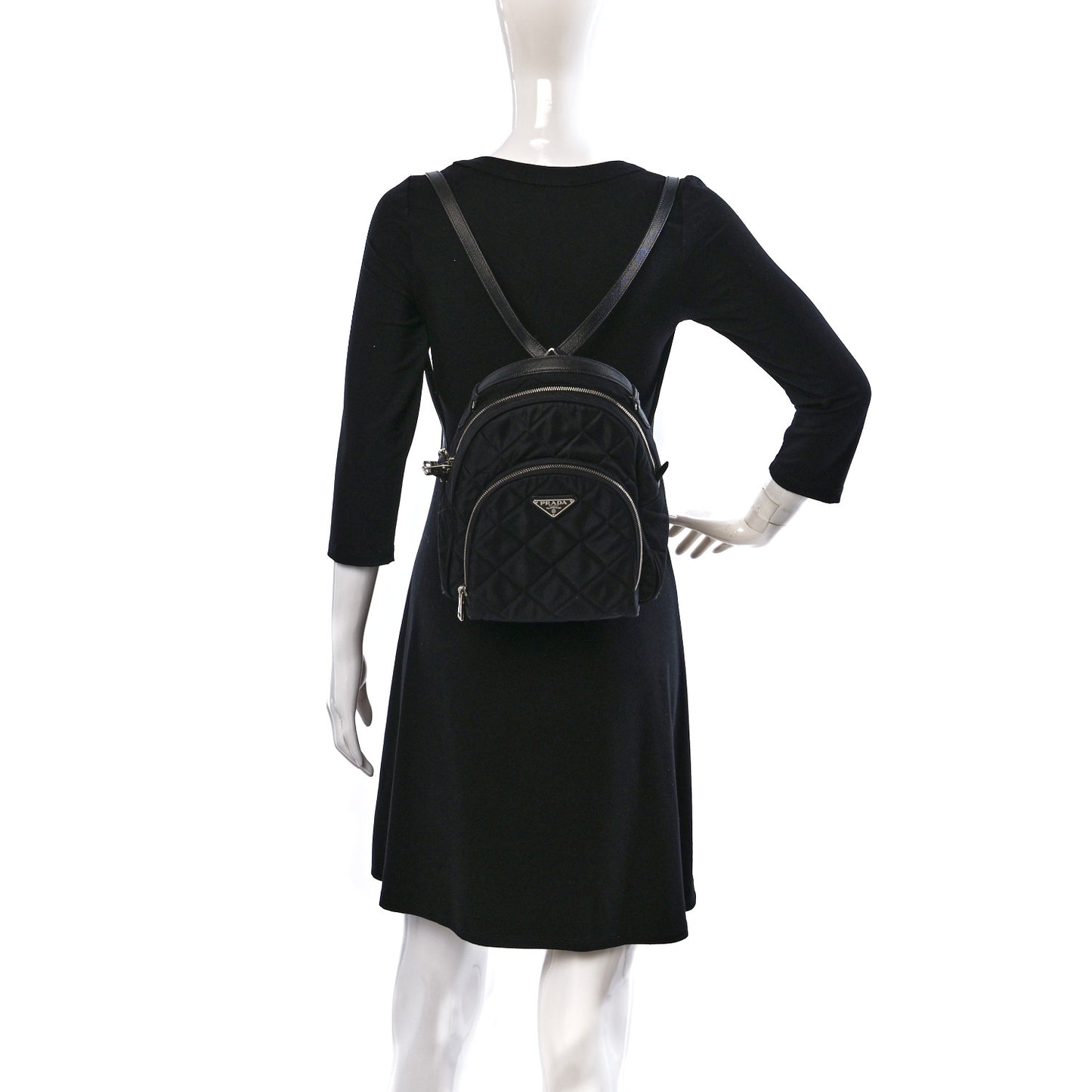 Nylon Tessuto Impuntu Quilted Backpack Black