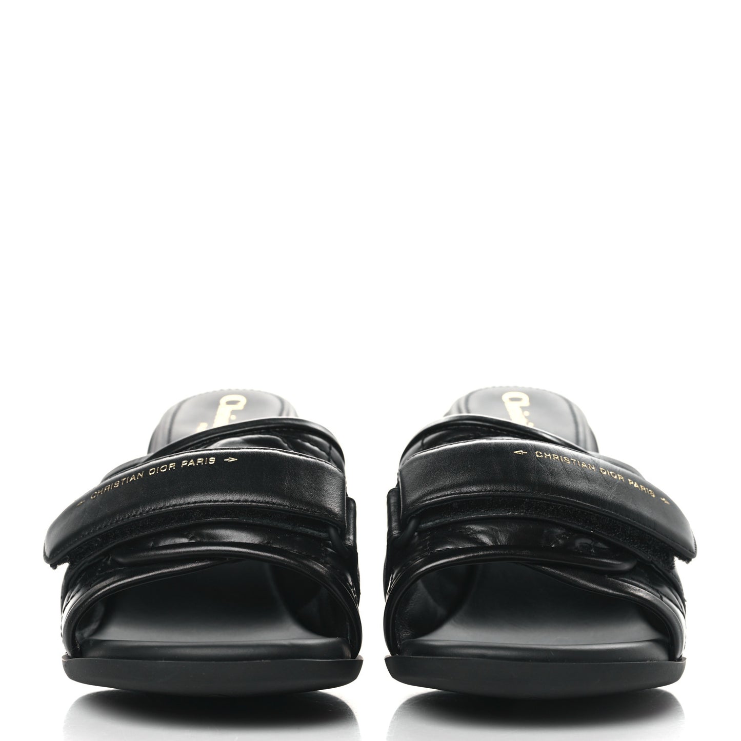 Calfskin Cannage Quilted Dio(r)evolution 80mm Slide Sandals 37 Black