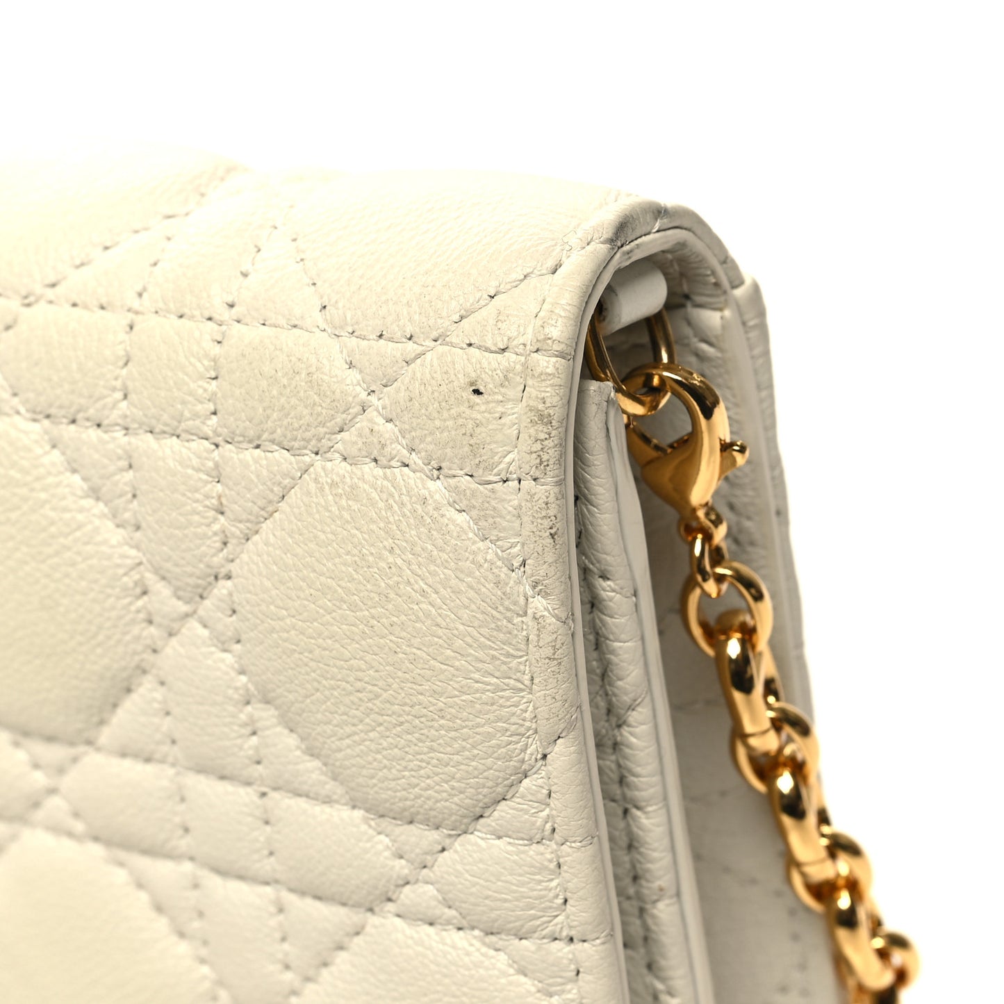 Supple Calfskin Caro Pouch with Chain Latte