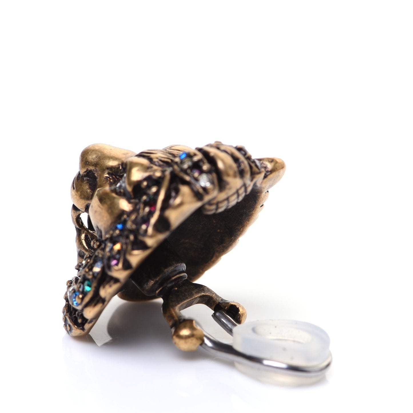 Metal Crystal Asymmetric Lion Head Earrings Multicolor
